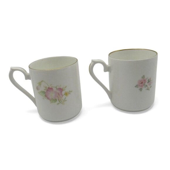 SPRINGFIELD Floral MUGS Set of 2 Gold Trim England Vintage - Picture 2 of 10